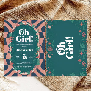 Groovy Oh Girl! Under the Sea Retro Baby Shower Invitation