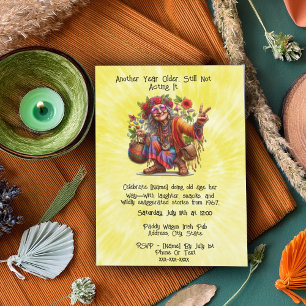 Groovy Old Hippie Vibes Birthday Party Invitation