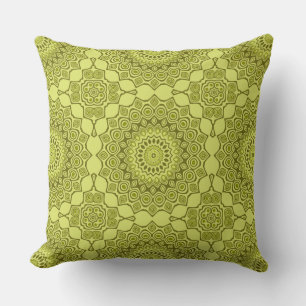 Groovy Olive Green Mandala Pattern Cushion