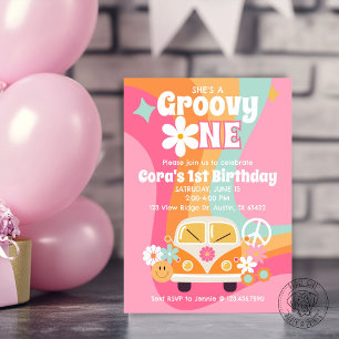 Groovy One 1st Birthday Invitation