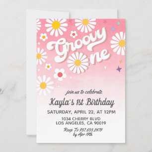 Groovy One 1st Birthday Invitation