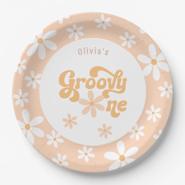 Groovy One 1st Birthday  Paper Plate (Front)