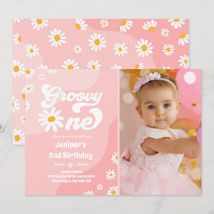 Groovy One 1st Birthday Party Boho Floral Daisy Invitation