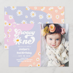 Groovy One 1st Birthday Party Boho Floral Daisy Invitation