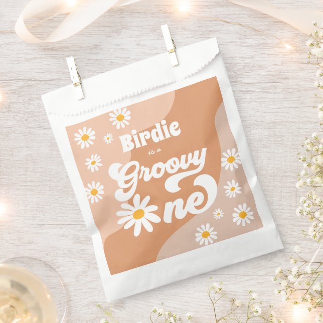 Groovy One 1st Birthday Party Boho Retro Daisy Favour Bags (Clipped)