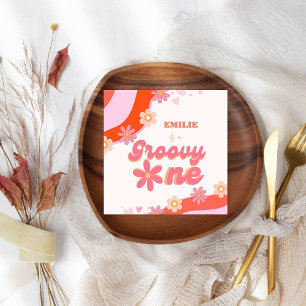 Groovy One 1st Birthday Party Boho Retro Daisy Napkin