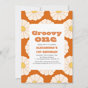 Groovy one 1st Birthday Retro colourful Invitation