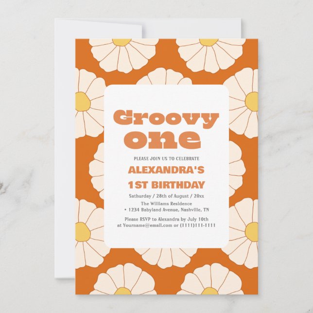Groovy one 1st Birthday Retro colourful Invitation (Front)