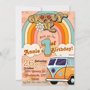 Groovy ONE Birthday Invitation