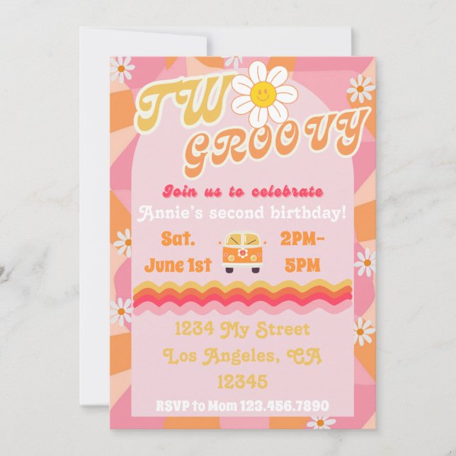 Groovy ONE Birthday Invitation (Front)