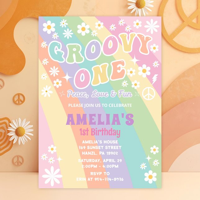 Groovy one birthday invitation (Creator Uploaded)