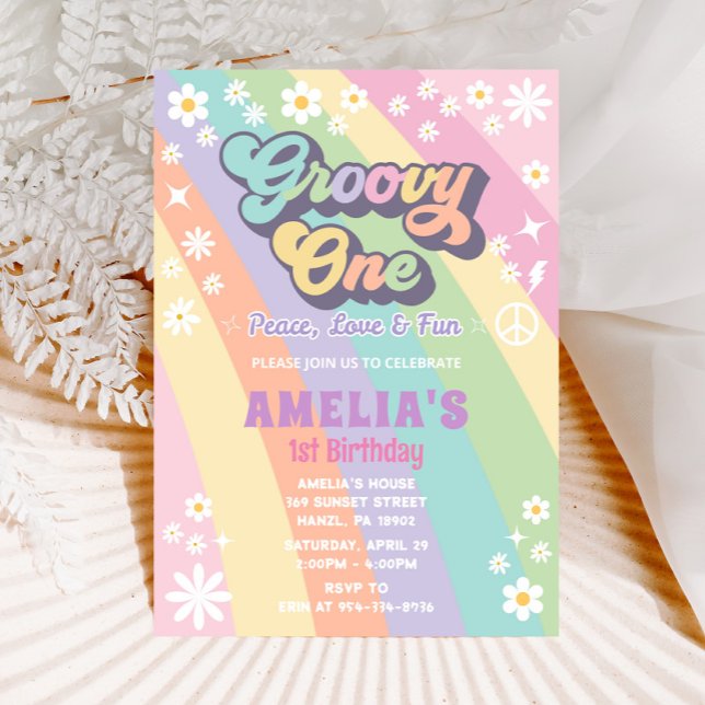 Groovy one birthday invitation (Creator Uploaded)