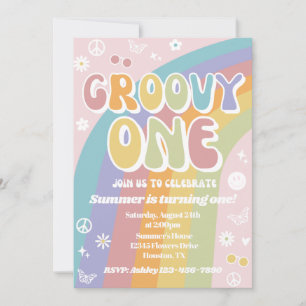 Groovy One Birthday Invitation   Groovy Birthday