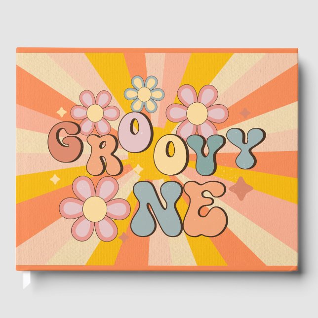 Groovy one birthday Party  Guest Book (Front)