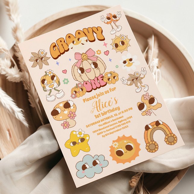 Groovy One Boho Daisy 1st Birthday Party Invitation (Creator Uploaded)