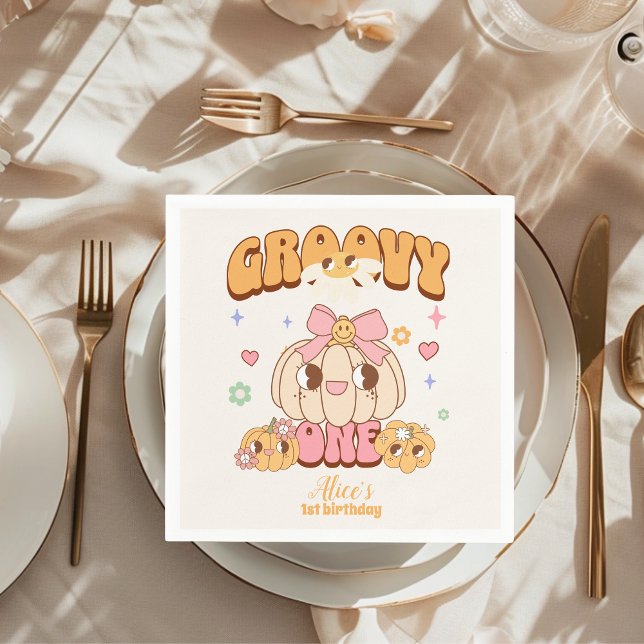 Groovy One Boho Daisy 1st Birthday Party Napkin (Creator Uploaded)