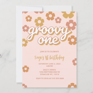Groovy One Boho Daisy First Birthday Invitation