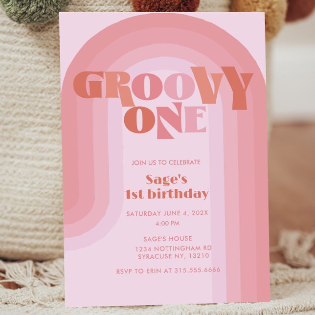 Groovy One Boho Rainbow 1st Birthday Invitation (Creator Uploaded)