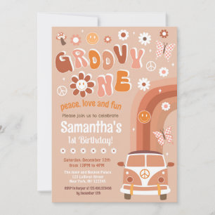 Groovy One Boho Retro 1st Birthday Invitations
