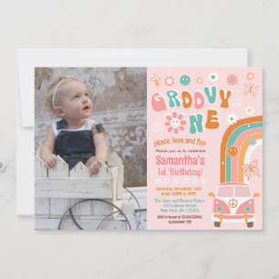 Groovy One Boho Retro 1st Birthday Invitations