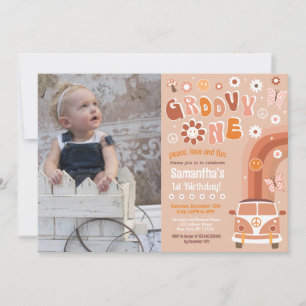 Groovy One Boho Retro 1st Birthday Invitations