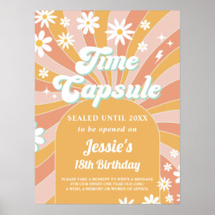 Groovy One Boho Sunshine 1st Birthday Time Capsule Poster