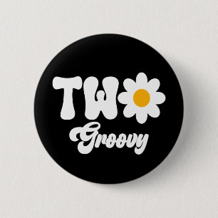 Groovy ONE Daisy 1st First Birthday 6 Cm Round Badge