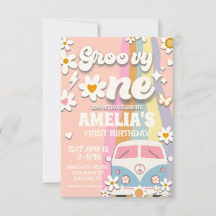 Groovy One Daisy First Birthday Invitation