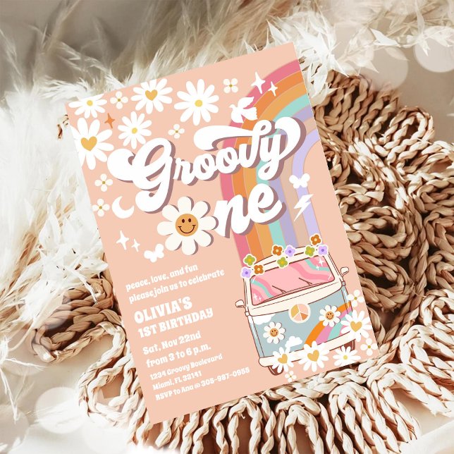 Groovy One First Birthday Invitation (Creator Uploaded)