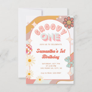 Groovy One First Birthday Party Invitation 