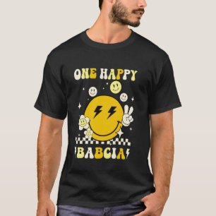 Groovy One Happy Babcia Smile Face Birthday Family T-Shirt