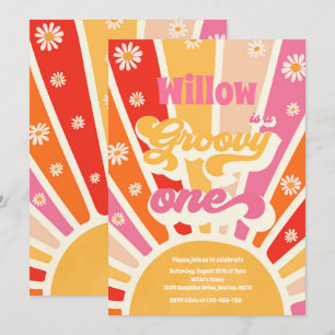 Groovy One Hippie 1st Birthday Sunshine Daisy Invitation
