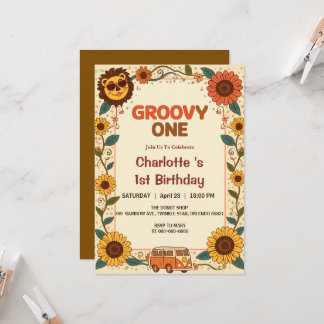 Groovy One Lion Birthday Retro 70s First Birthday