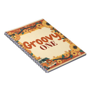 Groovy One Lion Birthday Retro 70s First Birthday Notebook