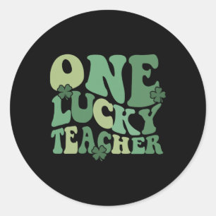 Groovy One Lucky Teacher Shamrock Face St Patrick' Classic Round Sticker