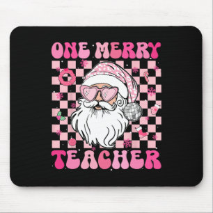 Groovy One Merry Teacher Christmas Xmas Santa Clau Mouse Mat
