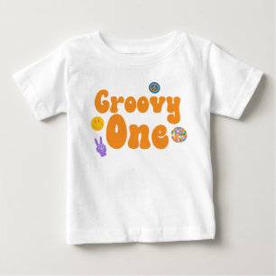 Groovy One Retro 70's 1st Birthday Orange  Baby T-Shirt