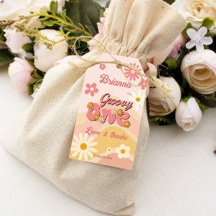 Groovy one retro daisy 1st birthday favour gift tags