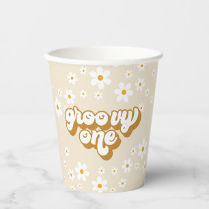 Groovy One Retro Daisy 1st Birthday Paper Cups