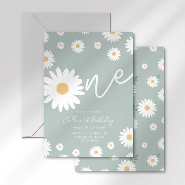 Groovy One Retro Daisy Boho First Birthday Invitation (Creator Uploaded)