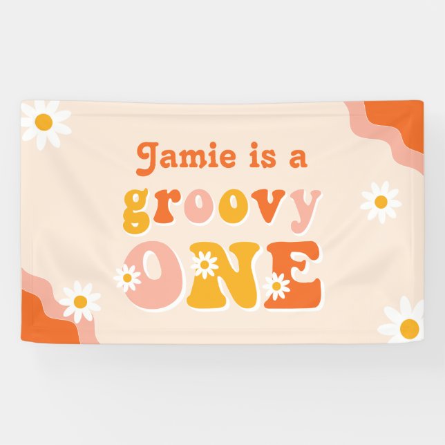 Groovy One Retro First Birthday Banner (Horizontal)