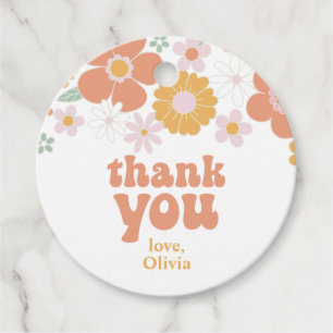 Groovy One Retro Floral thank you favour Favour Ta Tags
