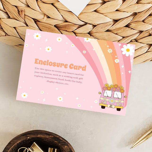 Groovy One Retro Rainbow 1st Birthday Enclosure Card (Creator Uploaded)