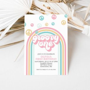 Groovy One Retro Summer Rainbow Invitation