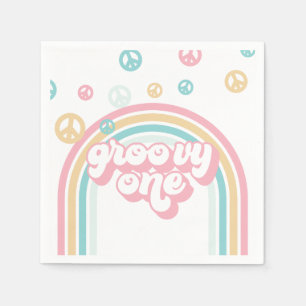 Groovy One Retro Summer Rainbow Napkin