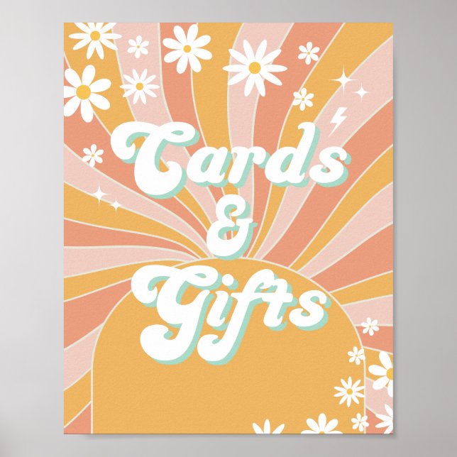 Groovy One Retro Sunshine Birthday Cards And Gifts Poster (Front)