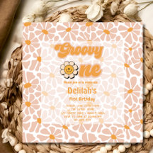 Groovy one retro vintage orange first birthday