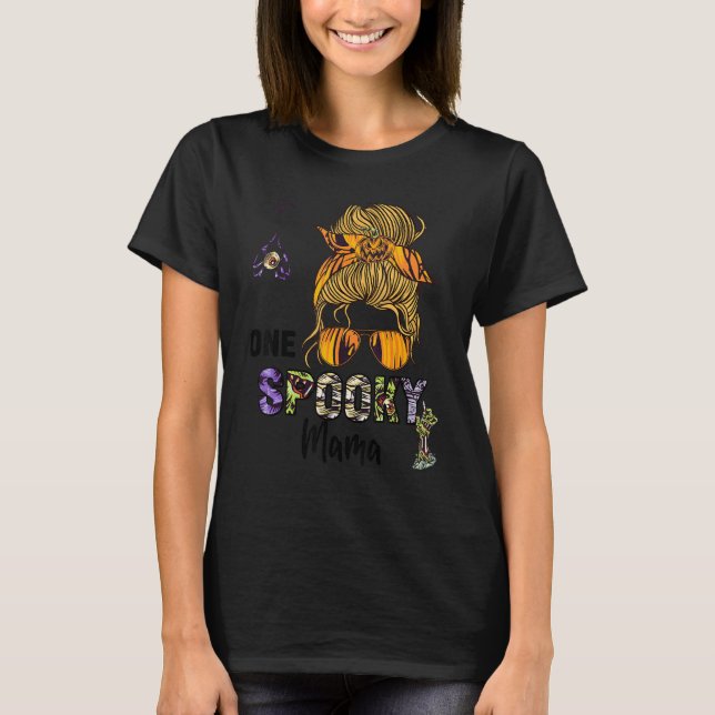 Groovy One Spooky Mama Witchy Mama Skull Witch T-Shirt (Front)