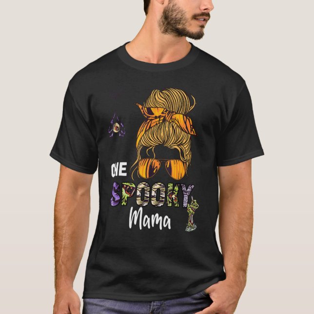 Groovy One Spooky Mama Witchy Mama Skull Witch T-Shirt (Front)