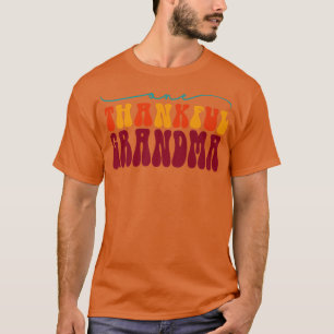 Groovy One Thankful Grandma Hello Fall Vibes Thank T-Shirt